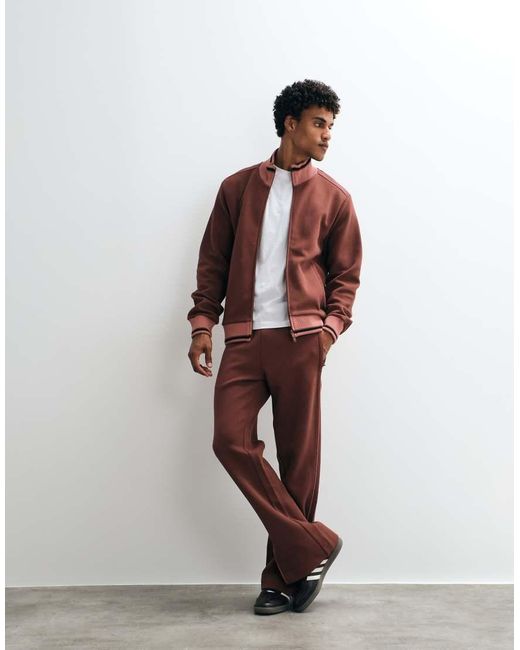 Rains Red 41020 Downtime Co-ord Knitted Double Zip Logo Track Top for men
