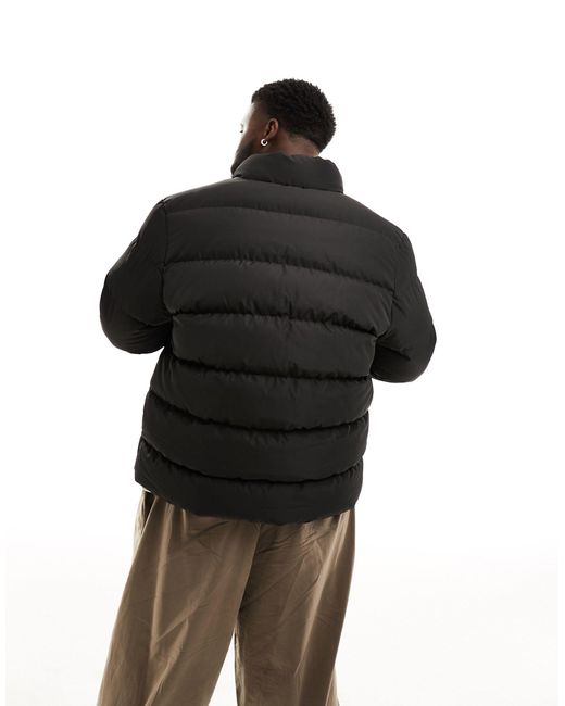 Threadbare Black Plus Funnel Neck Puffer Jacket for men