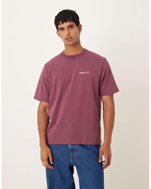 Abercrombie & Fitch Purple Short Sleeve Chest Logo Premium T-shirt for men