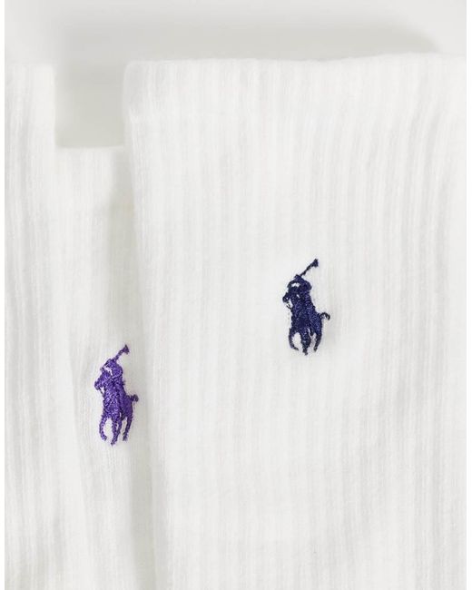Polo Ralph Lauren Natural Wimbledon Capsule 3 Pack Icon Logo Crew Sports Socks for men
