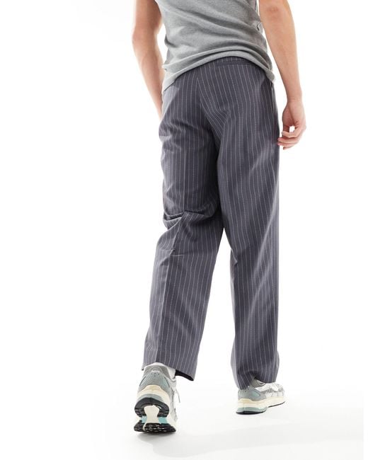 ASOS Gray Smart High Waist Wide Leg Smart Trousers for men