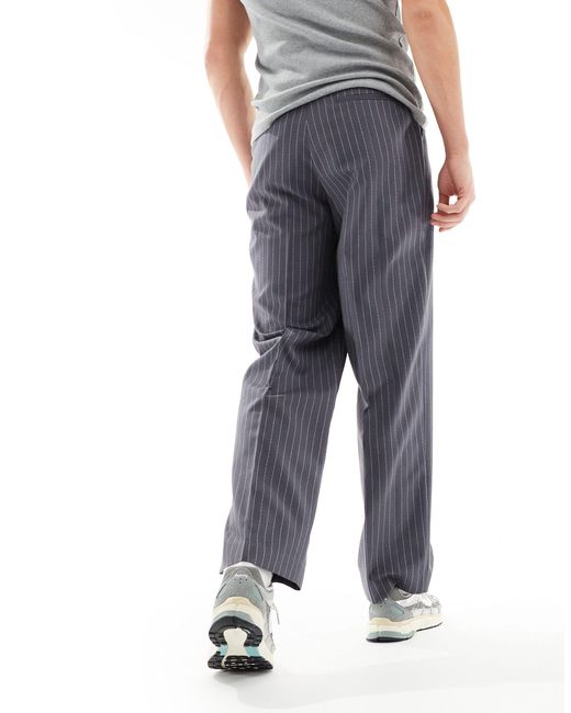 Pantalon large élégant taille haute à fines rayures - anthracite ASOS pour homme en coloris Blue