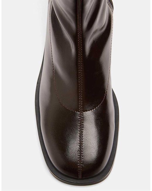 Stradivarius Black Stretch Flat Ankle Boot