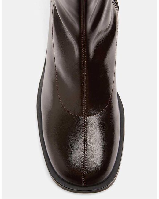 Stradivarius Black Stretch Flat Ankle Boot