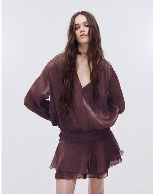 Pull&Bear Purple Short Shimmery Ruffle Dress