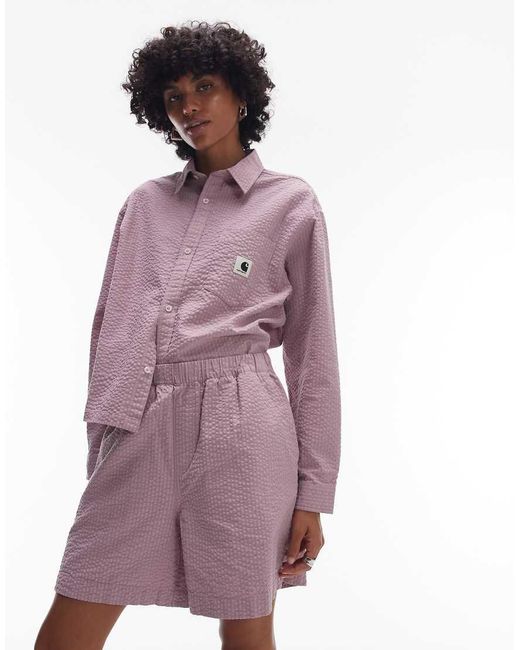 Carhartt Pink Toland Seersucker Regular Fit Short Co-ord