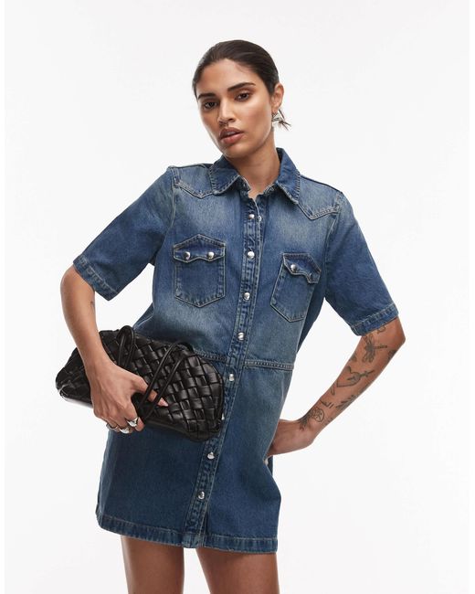 AllSaints Blue Rock Denim Mini Dress
