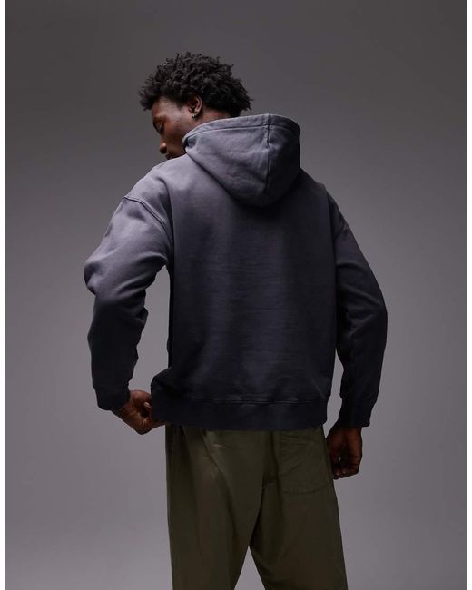 Topman Black Oversized Fit Hoodie for men