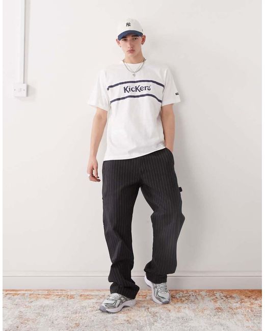 Kickers White Oversized T-shirt With Navy Graphic for men