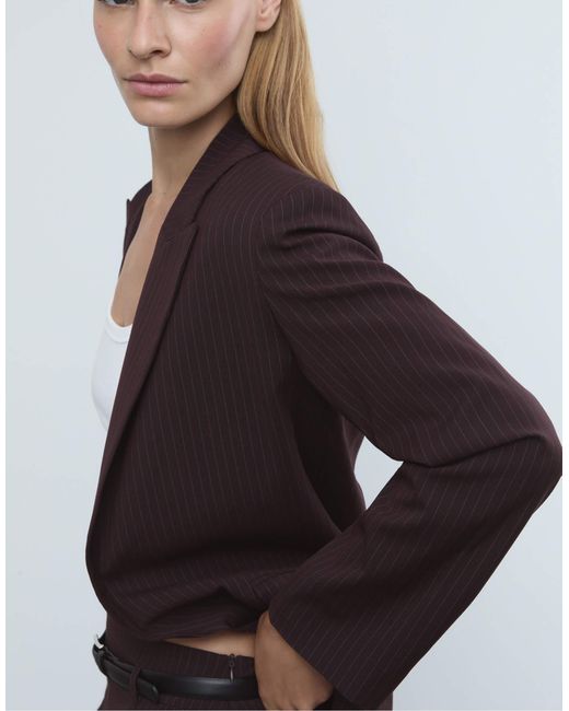 Blazer ouvert texturé à rayures Stradivarius en coloris Purple