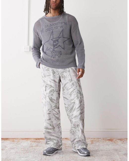 Pantalon cargo oversize à imprimé graphique - cassé Weekday pour homme en coloris Gray