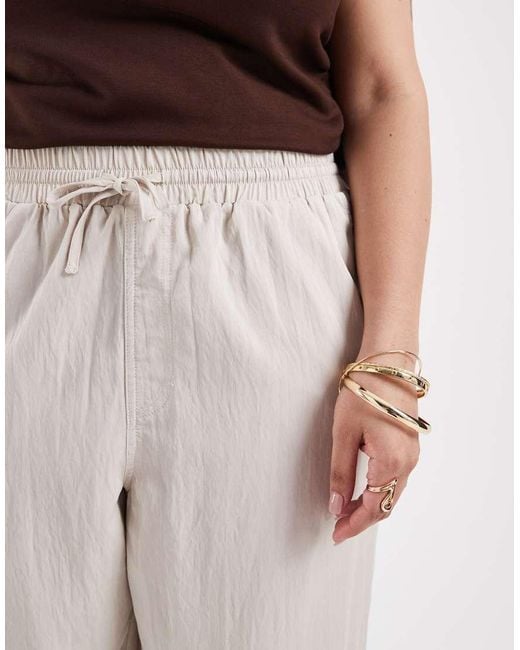 ONLY Natural Pull On Wide Leg Trousers