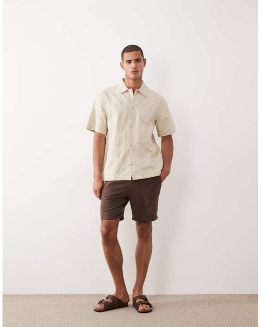 Mango Natural Linen Blend Textured Floral Print Shirt for men