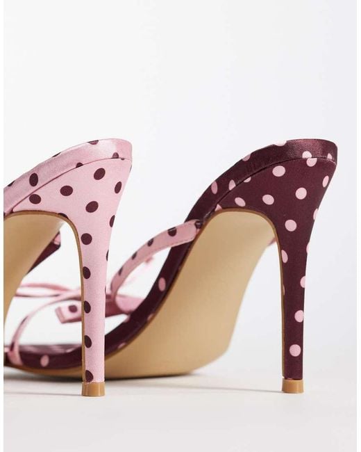 Kaiia Pink Exclusive Contrast Bow Detail Kitten Heels