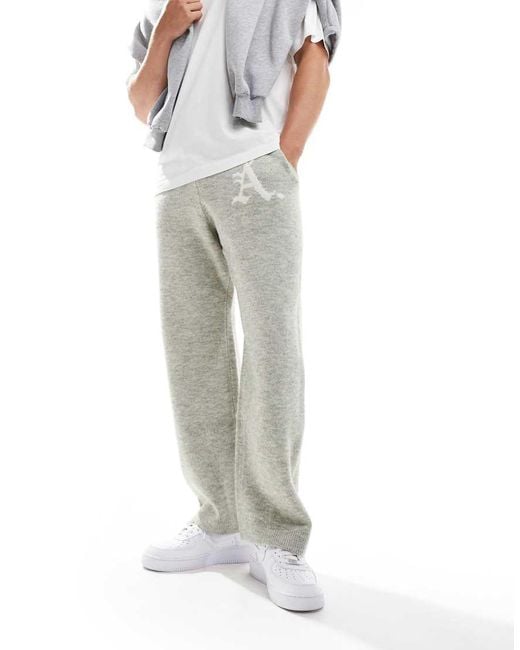 ADPT Gray Branded Knitted Drawstring Joggers for men