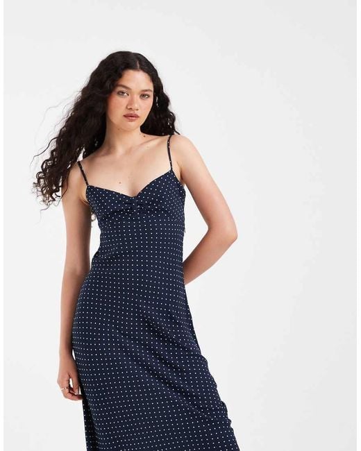 Hollister Blue Twist Bust Slip Midi Dress