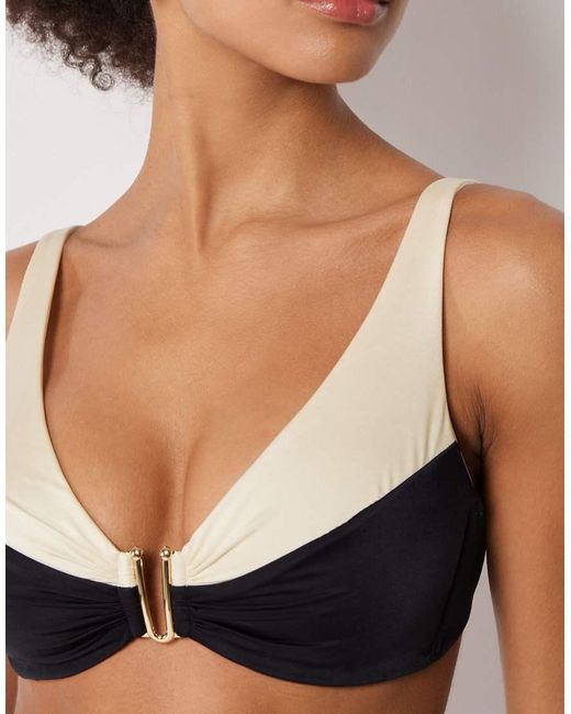 Calzedonia Black Brassiere Bikini Top Elegant Bicolor