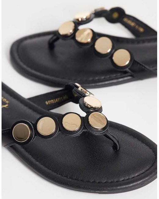 New Look Black Scallop Detail Toe Post Sandal
