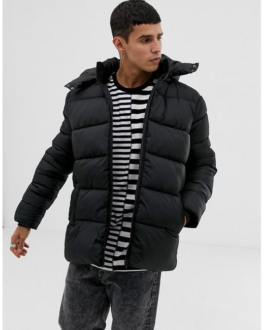 Download Lyst - Only & Sons Hooded Puffer Jacket in Black for Men