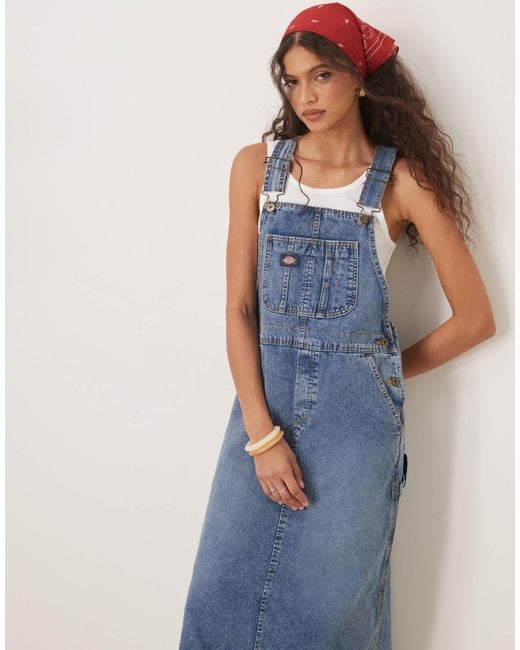 Dickies Long Overall Denim Dungaree Dress in Blue | Lyst Australia Dickies Long Overall Denim Dungaree Dress in Blue | Lyst Australia
