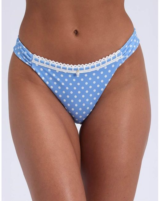 Boux Avenue Blue Casablanca High Leg Brazilian Bikini Bottoms With Broderie