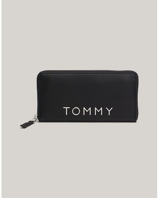 Tommy Hilfiger Black City Logo Zip-Around Wallet