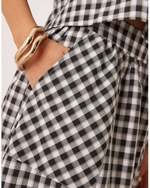 Threadbare Midi Rok Met Gingham Ruit in het Natural