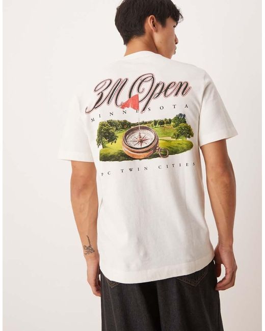 T-Shirt Bianca Con Motivo Di Golf Sul Retro di Abercrombie & Fitch in Natural da Uomo