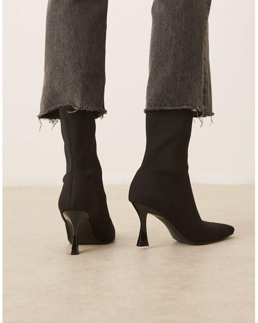 ASOS Natural Wide Fit Reagan Chisel Toe Sock Boots