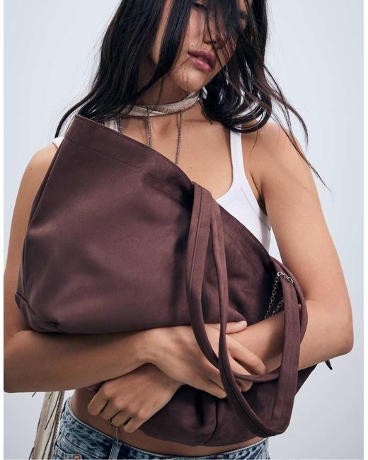 Stradivarius Shopper Tas in het Purple