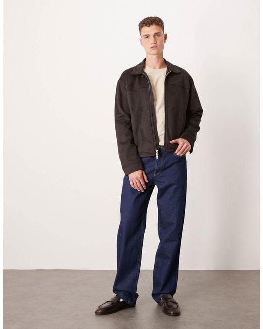 Abercrombie & Fitch – leichte cropped-jacke aus veganem wildleder in Black für Herren