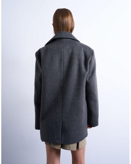 TOPSHOP Blue Brushed Three Button Blazer Coat