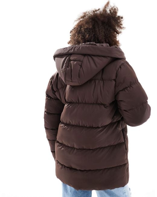 Threadbare Brown Mid Length Puffer Jacket