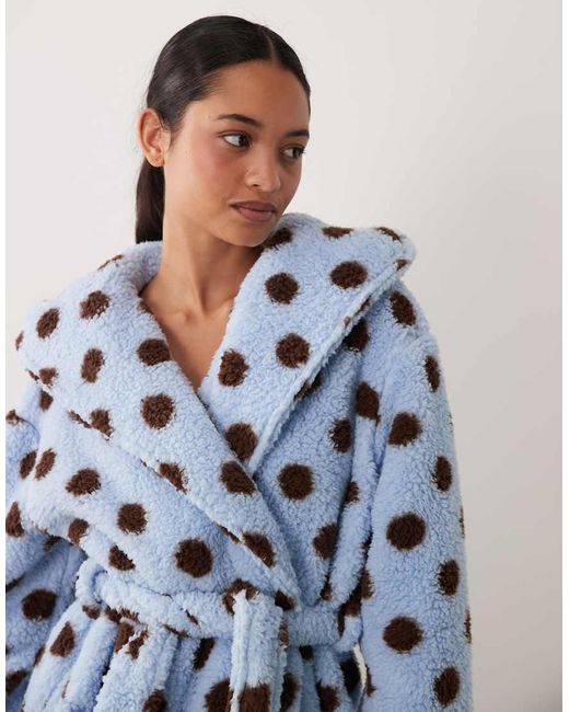 Threadbare Blue Polka Dot Robe With Hood