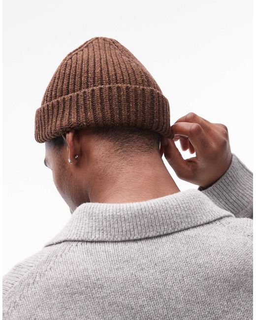 ARKET – strukturierte, kurze strickmütze aus wolle in Brown für Herren