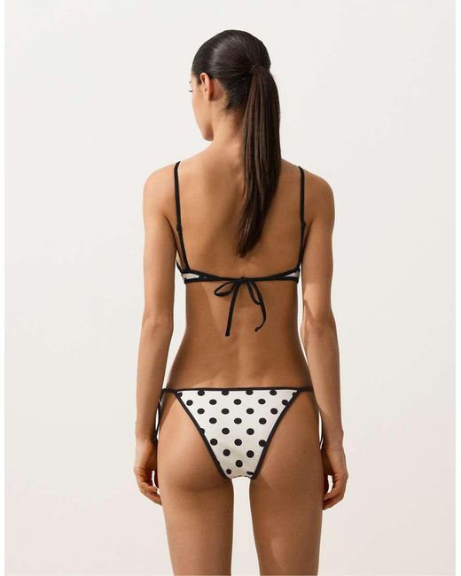 Oysho Black Polka Dot Triangle Bikini Top
