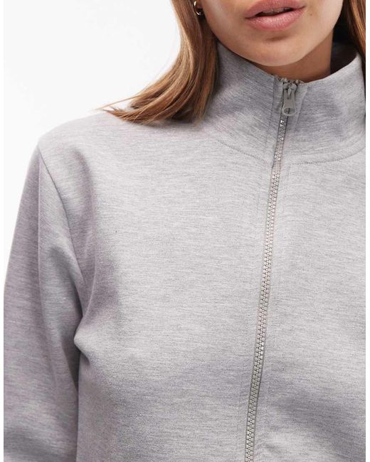 ASOS Gray Interlock Co-ord Zip Through High Neck Sweatshirt