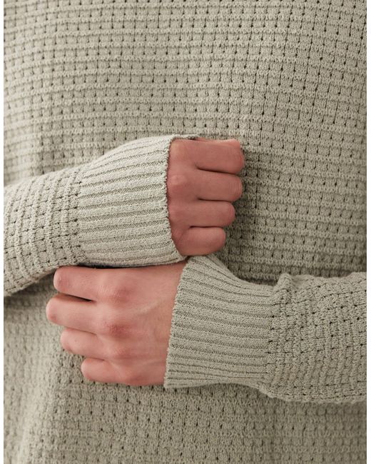 Mango Gray Waffle Knit Jumper for men