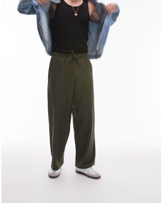 Pantalon ample à fines rayures - kaki Topman pour homme en coloris Black
