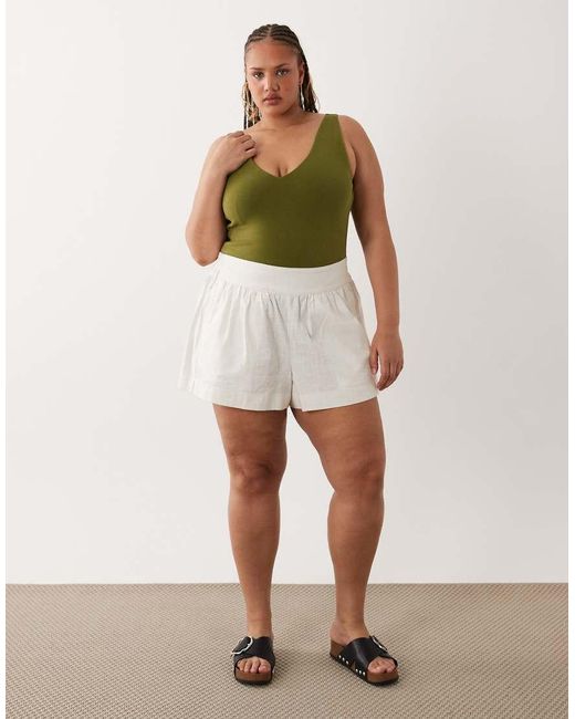 ASOS Green Asos Design Curve Compact Cotton Blend V-neck Bodysuit
