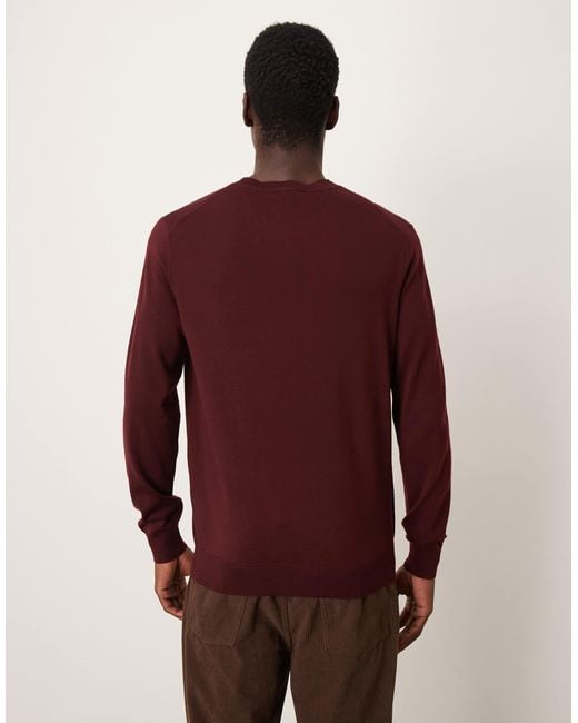 Mango Red Wool Round Neck Sweater for men