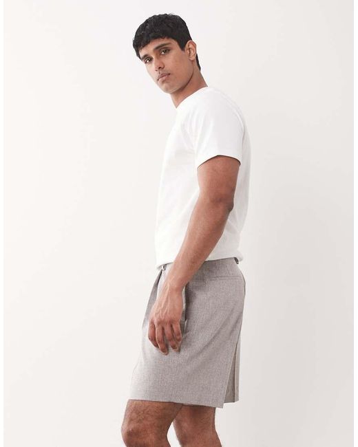 ASOS Brown Tailored Pleated Wide Shorts for men