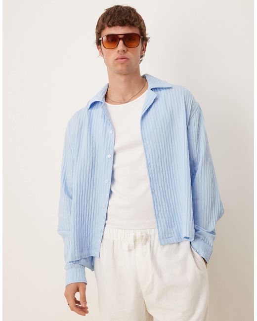 ASOS – langärmliges, transparentes hemd in Blue für Herren