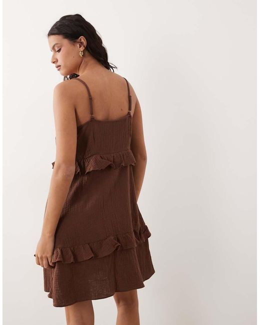 New Look Brown Tiered Mini Sundress