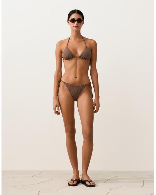 Oysho Brown Mini Polka Dot Triangle Bikini Top