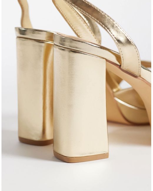 SEQWL Metallic Platform Block Heeled Sandals