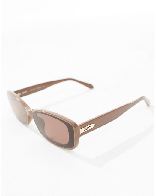 Quay - vibe check - occhiali da sole rettangolari marroni di Quay in Brown