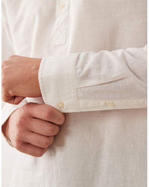 Jack & Jones Natural Linen Blend Overhead Shirt for men