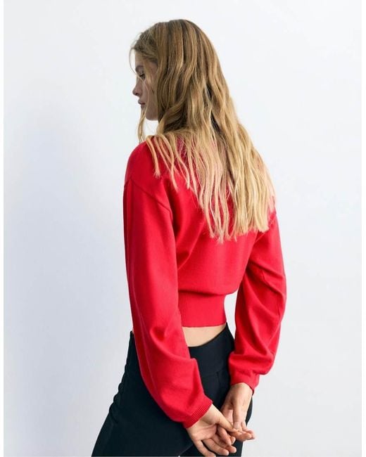 Pull&Bear Red Striped Boat Neck Jumper