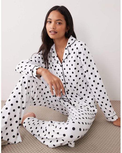 Threadbare White Button Down Super Soft Pyjama Set
